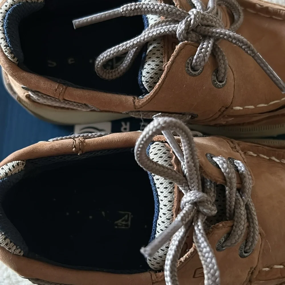 Sperry‎ Top Sider Lanyard Boys Kids Tan Boat Shoes 8.5